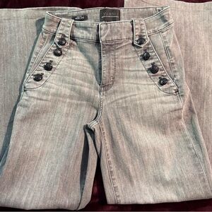 White House Black Market  Wide Leg Jeans Size 4 Gray Button Jeans